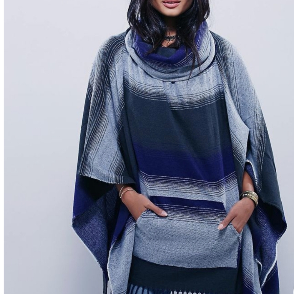 Free People Desert Dream Cowl Poncho by Free People, Grey, One Size
